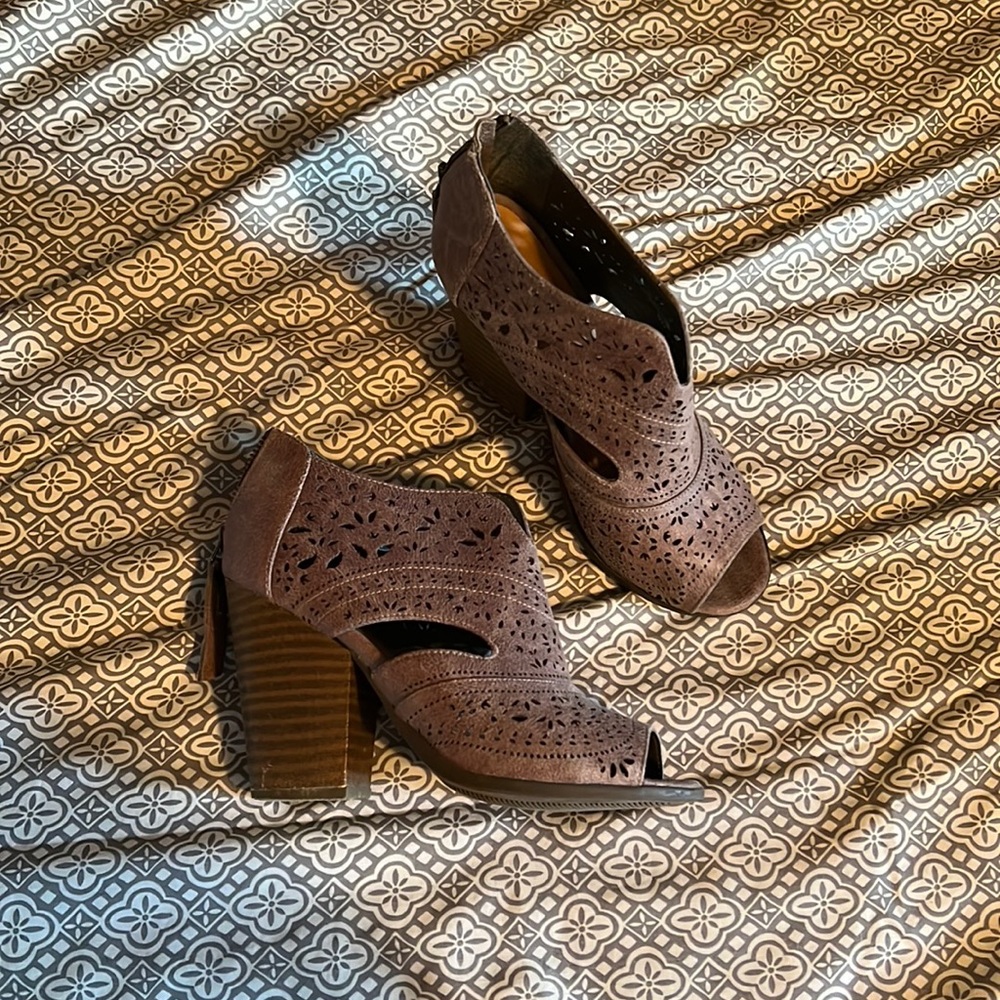 Not Rated Heeled Booties - Size 7.5 - Color Taupe/Brown